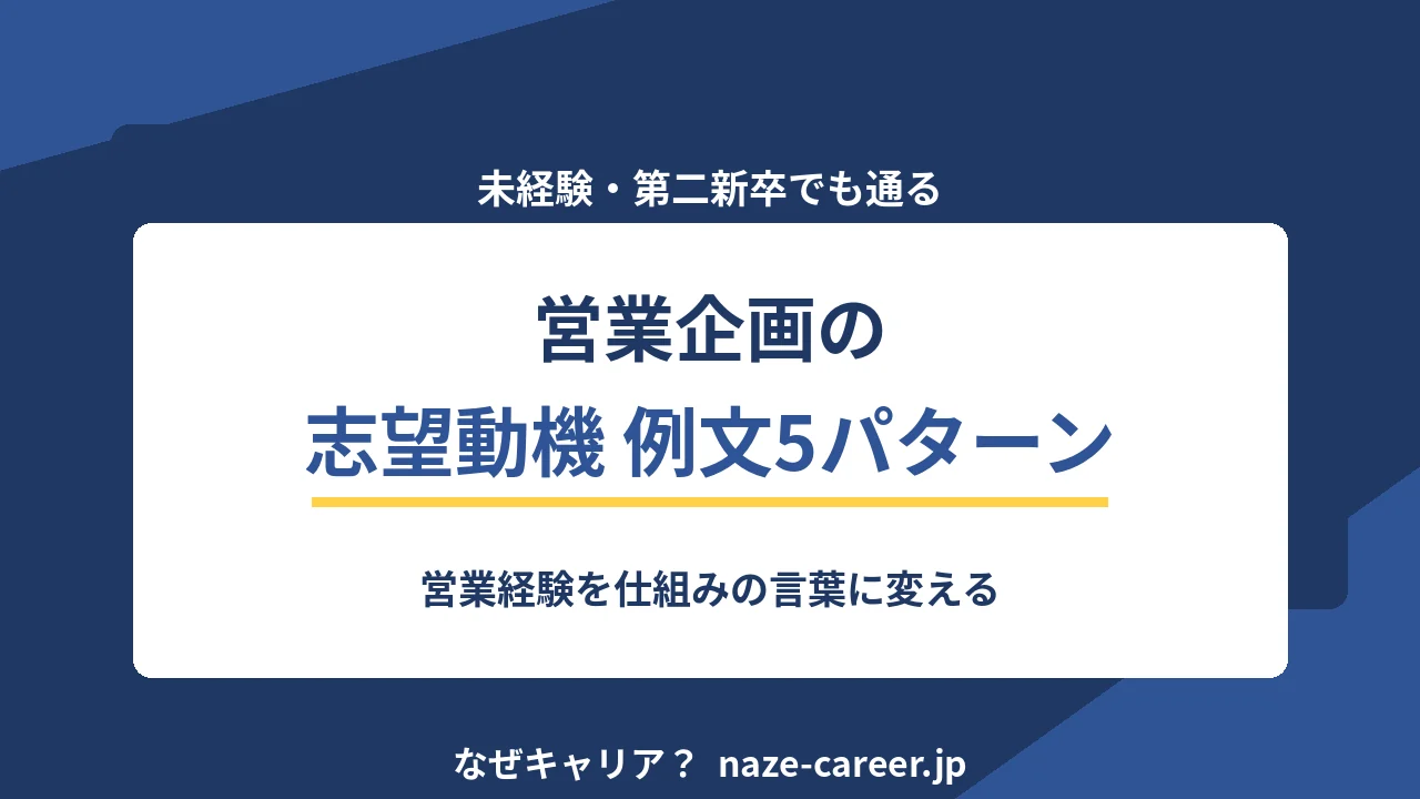 営業企画の志望動機｜未経験・第二新卒の例文5パターンと落ちる書き方【2026年版】