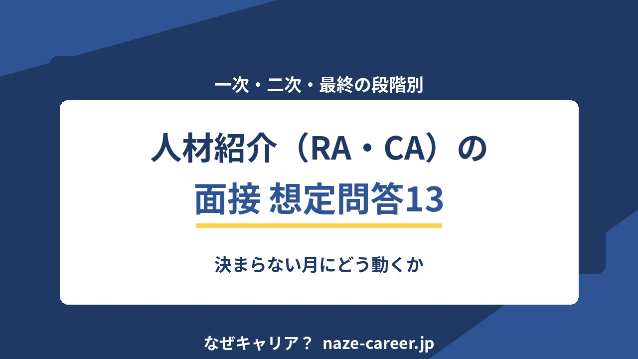 人材紹介（RA・CA）の面接｜第二新卒が聞かれる想定問答13と評価される答え方【2026年版】