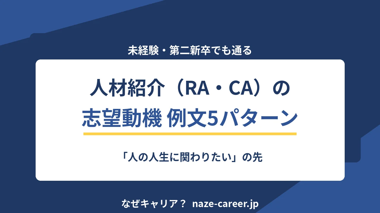 人材紹介（RA・CA）の志望動機｜未経験・第二新卒の例文5パターンと落ちる書き方【2026年版】