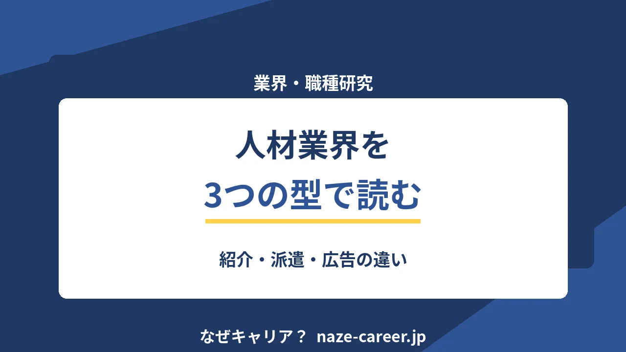 人材業界研究｜第二新卒が3つの型で理解する収益構造と職種【2026年版】