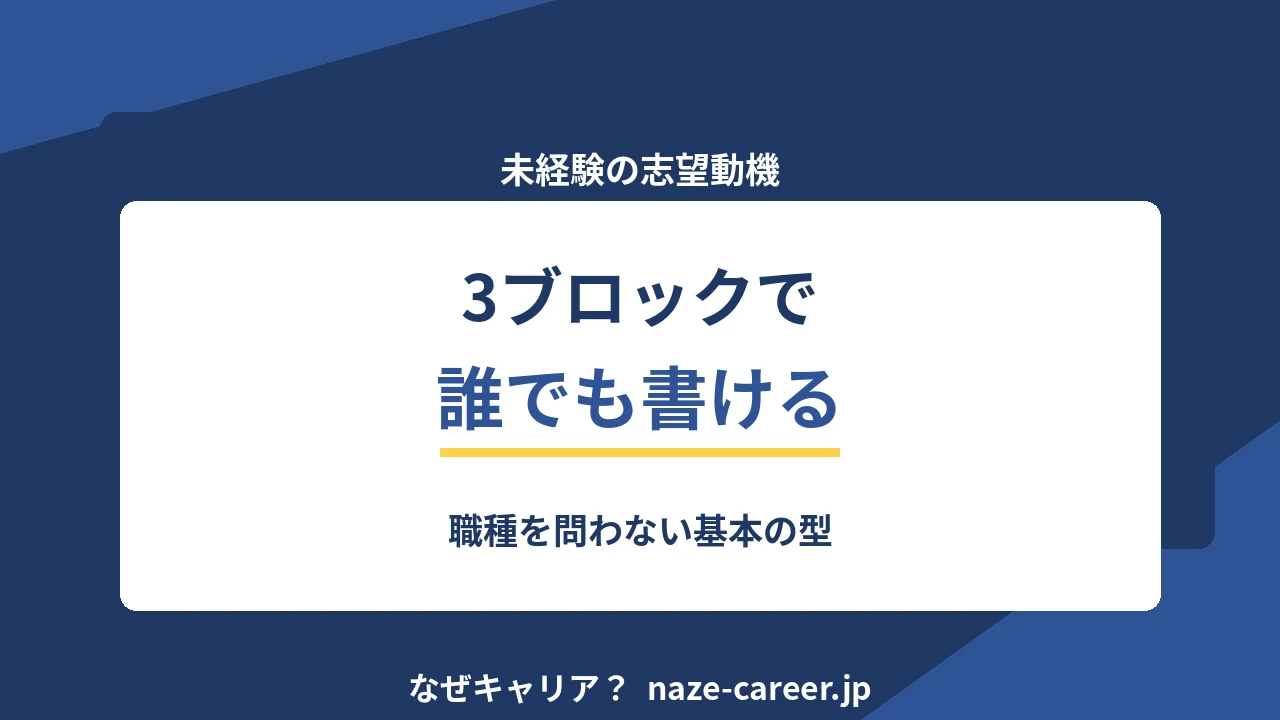 未経験職種の志望動機の書き方｜第二新卒が3ブロックで作る型と例文6パターン【2026年版】