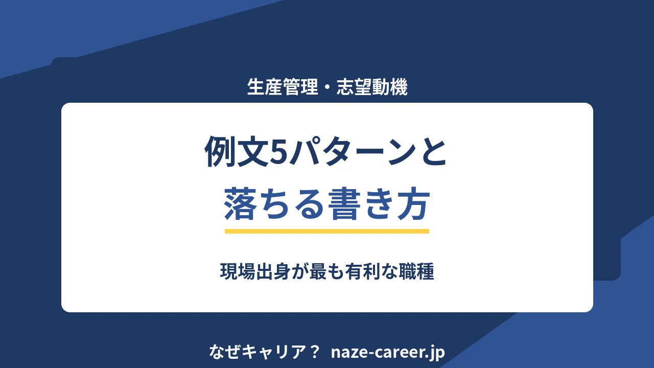 生産管理の志望動機｜未経験・第二新卒の例文5パターンと落ちる書き方【2026年版】