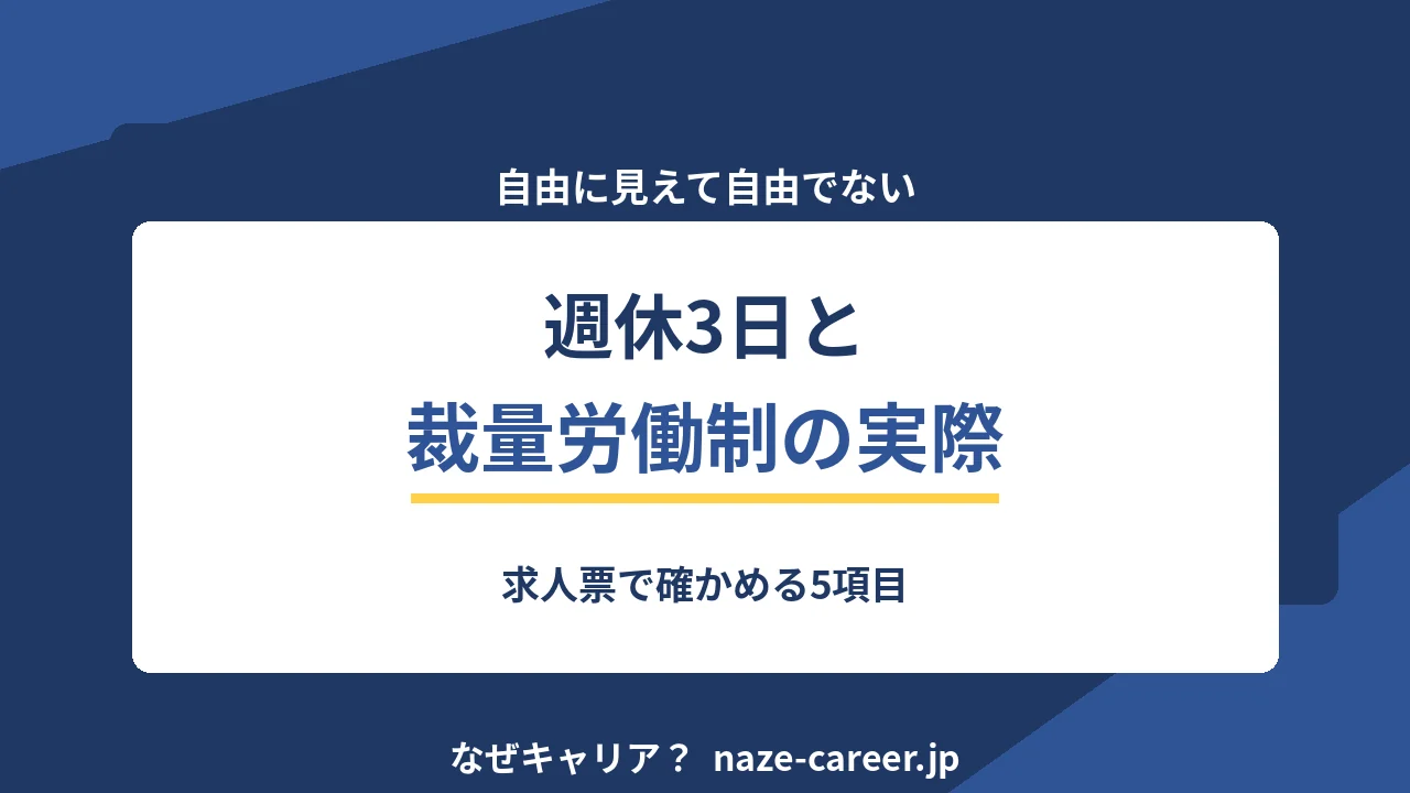 週休3日制と裁量労働制の実際｜求人票で確かめる5項目【2026年版】
